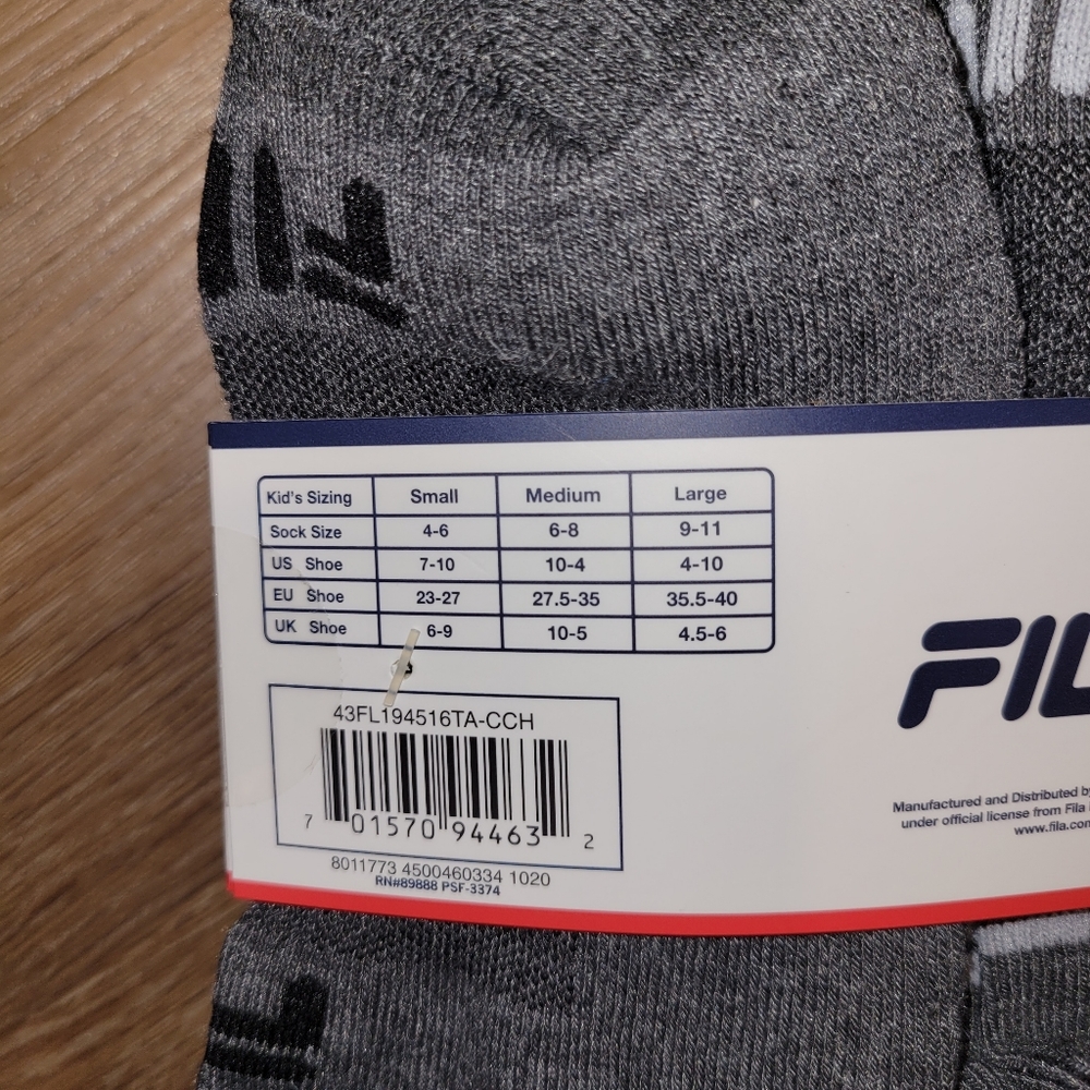 Fila Kids Socks Boys 10 Pack No Show Socks Shoe Sizes 4-10 Grey New - Picture 7 of 9